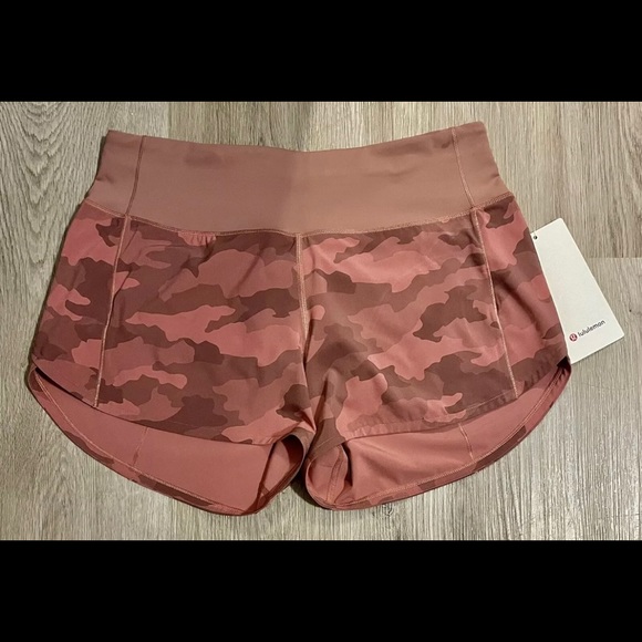 *SOLD* LULULEMON SPEED UP MID-RISE SHORT 4" Heritage Camo Brier Rose Spice Sz 6 - Picture 6 of 8